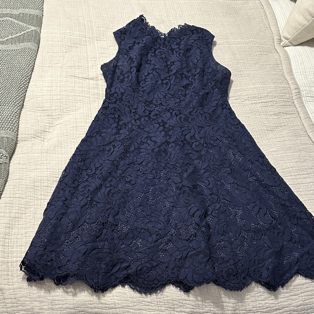 Chelsea28 Navy Lace Mini Dress